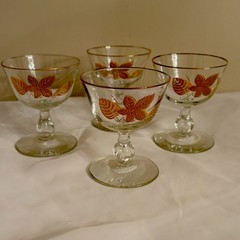 Vtg 4 Libbey Gold Leaf Champagne Sorbet GlassesGolden Leaf Clear Gold Rim MCM