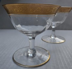 Tiffin Franciscan Special Minton Optic Panel Gold Encrusted 3 5/8″ Glasses FOUR