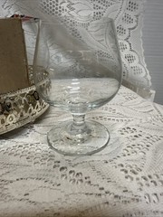 Vintage Silver-Plated Glass Caddy Set With 4 Brandy Snifter Glasses