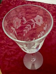 Vintage frosted Floral Water / Wine Glass Goblet