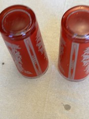 Set 2 VTG 1960 Mid Century Culver Red Gold Siam Thai Goddess Drinking Glasses