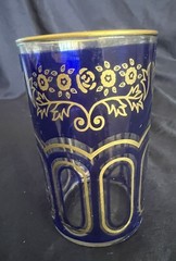 MCM Moroccan Blue, Green And Gold Small Tea Glasses- Set of 2 6oz Glasses
