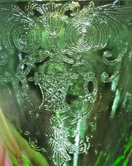 Set of 6- Fostoria Co, Versailles Pattern, Uranium Glass ice Tea Goblets, 1930s