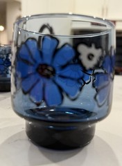 Vintage Libbey ‘camellia’ Blue and White Floral Rocks 8 Oz Juice Glasses