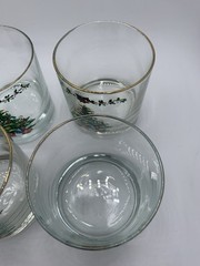 Vintage Christmas Tree Glass Lowball Tumblers Set Of 6 Rocking Horse Angel