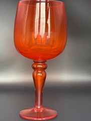Huge Vintage Retro Orange Glass Mid Century Stemware Goblet 12 Inches Boho