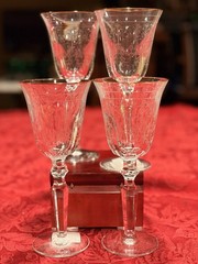 4 Pc Waterford Crystal Charlemont Wine Goblets Glasses Etched W/ Org Box Signed