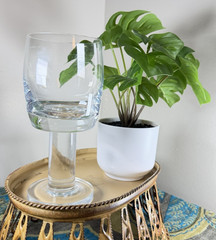 Krosno Thor Heavy Thick Stem Single Glass 7.5″ Tall Modernist Stemware Vintage