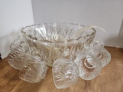 Hazel Atlas Williamsport Clear Square 26 pc Punch Bowl Set