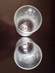 2 Bohemian Crystal Cascade Champagne Flutes Etched Swag Knob Stem & Panel Base