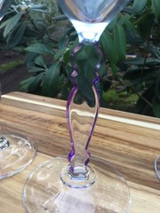 4 VINTAGE French Cristal d’arques wine glasses w/purple stem edges htf pattern~