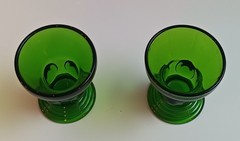 VTG Moondrops Dark Green New Martinsville Depression Glasses Set Of 2