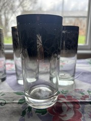Vintage Dorothy Thorpe Silver Fade Highball Glasses —Set of 6 etched floral
