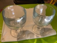 Two Vintage Clear Glass HEAVY THICK Goblet Beer Glasses 12 Oz