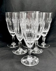 Gorham Crystal Royal Devon Clear Cut Glass Water Goblet Iced Tea Stemware Set 6