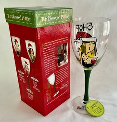 TUMBLEWEED POTTERY WINE GLASS – SHOP TILL I DRINK – EMERSON – CHRISTMAS – NIB