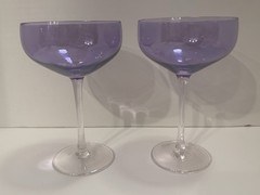 Beautiful Margarita, Wine or Cocktail Glasses 6-1/2″ Iridescent &Purple Set (2)