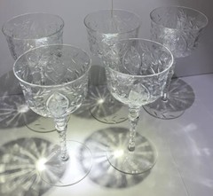 Vtg Antique Cut Crystal 5 Cordials Possibly Pairpoint?