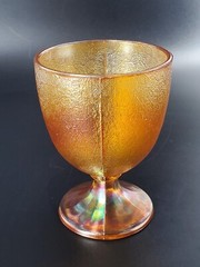 Vintage CARNIVAL GLASS GOBLET, 4¾»x3½», amber