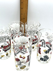 Set~5/CCC Hazel Atlas High Ball Glasses Barware Casino Gambling Poker Game Night