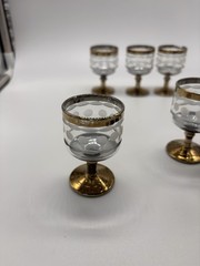 Vintage Culver Pisa Gold Footed Shot Glasses Set of 12 MCM 22K Liquor Barware