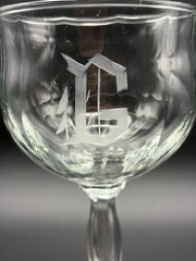 Vintage Etched Crystal Goblets with “G” Monogram – Set of Five Elegant Glasses