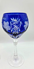 Bohemian Cut to Clear Crystal Wine Goblets Ajka Marsala Grape Blue Red Purple!