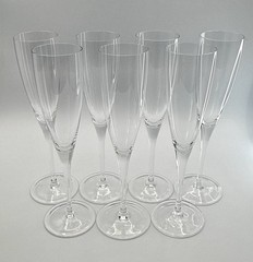 Tiffany Crystal Classic Champagne Flute Clear Y Shaped 9-1/4 7Pc Set Old T Mark