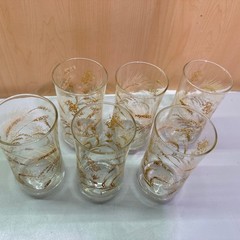 Set of 6 Vintage Libbey Wheat Dried Flowers Glasses Tumblers 5.25″