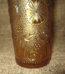 Glass Beverage Indiana Amber Water Glass 5.5″ Tall Starburst Bottom Vintage.
