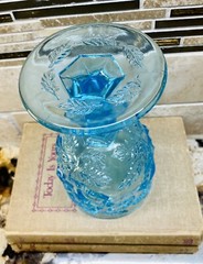VTG Aqua Spring Blue FLAT ROSE Madonna Inn Rose 6.5″ Goblet GORGEOUS!