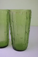 Anchor Hocking Bamboo Avocado Green 2 Glass Tumblers 5.75 » 12 oz