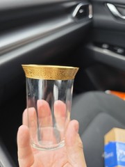 Vintage Tiffin Franciscan «Minton» Gold Encrusted Flat Tumbler Glass 1930s.