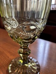 TAGANOV Diamond Wine Goblet Glasses Olive Green 16 OZ 7” Tall set of 4 EACH