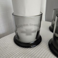 Keep On Truckin Chevy Logo Etched Cocktail Glasses Suburban Truck Smokey