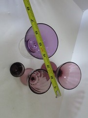 Lot of 4 assorted Amethyst glass shot and coctail glasses MCM barware purple