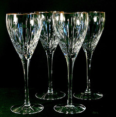 LENOX GRANDEUR WINE GLASSES, 7 7/8″, 6 oz, Cut Lead Crystal, 22K Trim, USA, 4PCS