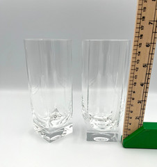 2 Iittala of Finland GEO 6 1/4″ Glass Square Base Highball / Tumblers