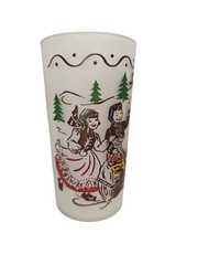 Vintage Federal Glass Christmas Cultural Traditions Frosted Tumbler Glasses Set