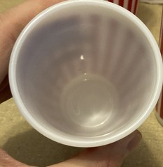 Lot of 8 Vintage Hazel Atlas Red Candy Stripe 5” White Milk Glass Tumblers