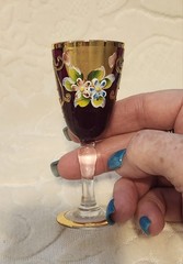 6 VTG Ruby Red Tre Fuochi 24KT Cordial Glasses Murrano 3.5” Tall