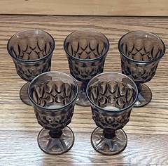 VTG Mid-Century (5) Noritake PERSPECTIVE Smoke Brown Wine Glasses Goblets Boho