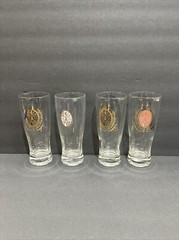 Mid Century Set Of 4 Beer Pilsner Glasses Coat of Arms Lion Castle