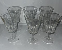 Vtg Italian WTR Wine Goblets Set Of 6 Sorrento Fidenza Vetraria Vertical Cut(G8)