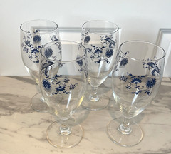 SET OF 4 Blue Danube Blue Onion Iced Tea Glass Water Goblet Stemware 7 5/8″