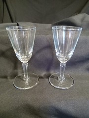 Footed Crystal Cordial Set Of 2 Cone Shaped Hexagon Stem