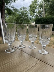 Vintage Fostoria Heritage Clear Crystal Iced Tea Goblets Water Glasses-Set of 4