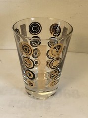 Vintage 4 Retro 4oz Clear Glass Drinking Glasses Gold & Black Abstract Design