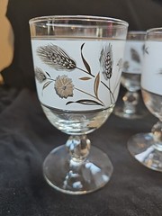Set of 6 LIBBY SILVER Wheat Frosted 5.5” Wine Water Goblets Mid Century MCM 1960