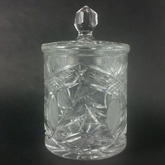 Cut Crystal Glass Pinwheel Cookie Jar Canister
